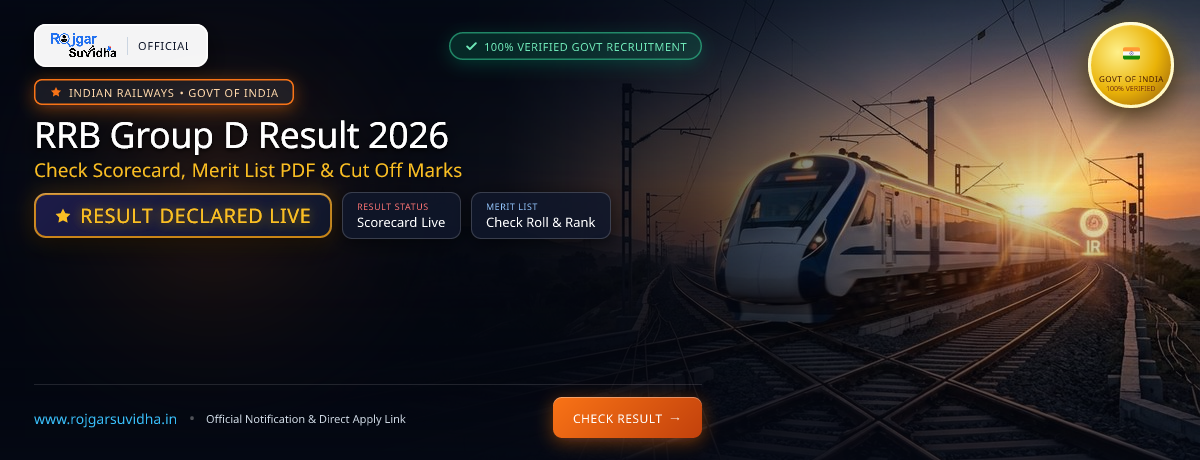 RRB Group D Result 2026: Check Scorecard, Merit List PDF & Cut Off Marks